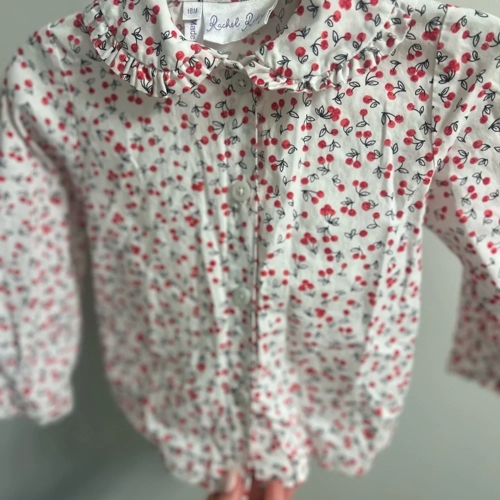 Rachel Riley Cherry Button up blouse! 18 months Excellent condition!100% cotton